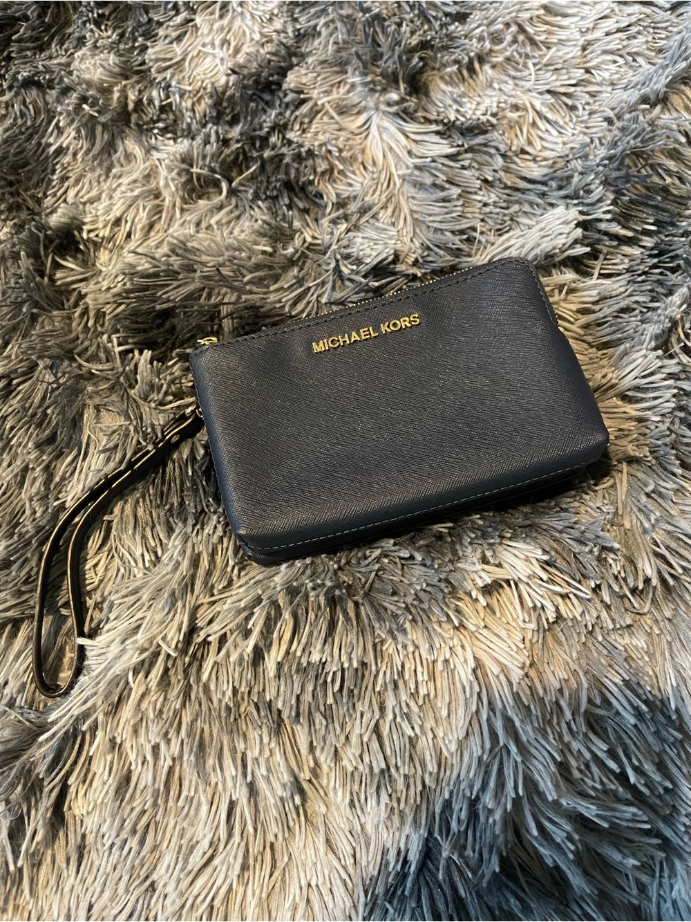 MICHAEL KORS Navy Saffiano Leather Wristlet